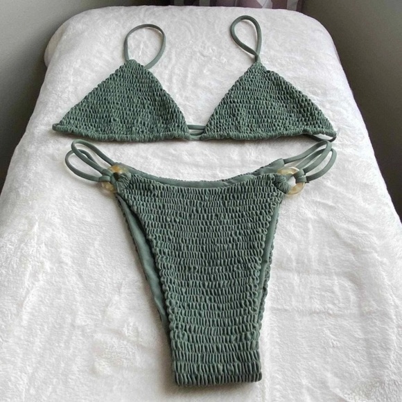 Free People x Aila Blue Olive Bikini Set 2005 - Picture 2 of 15